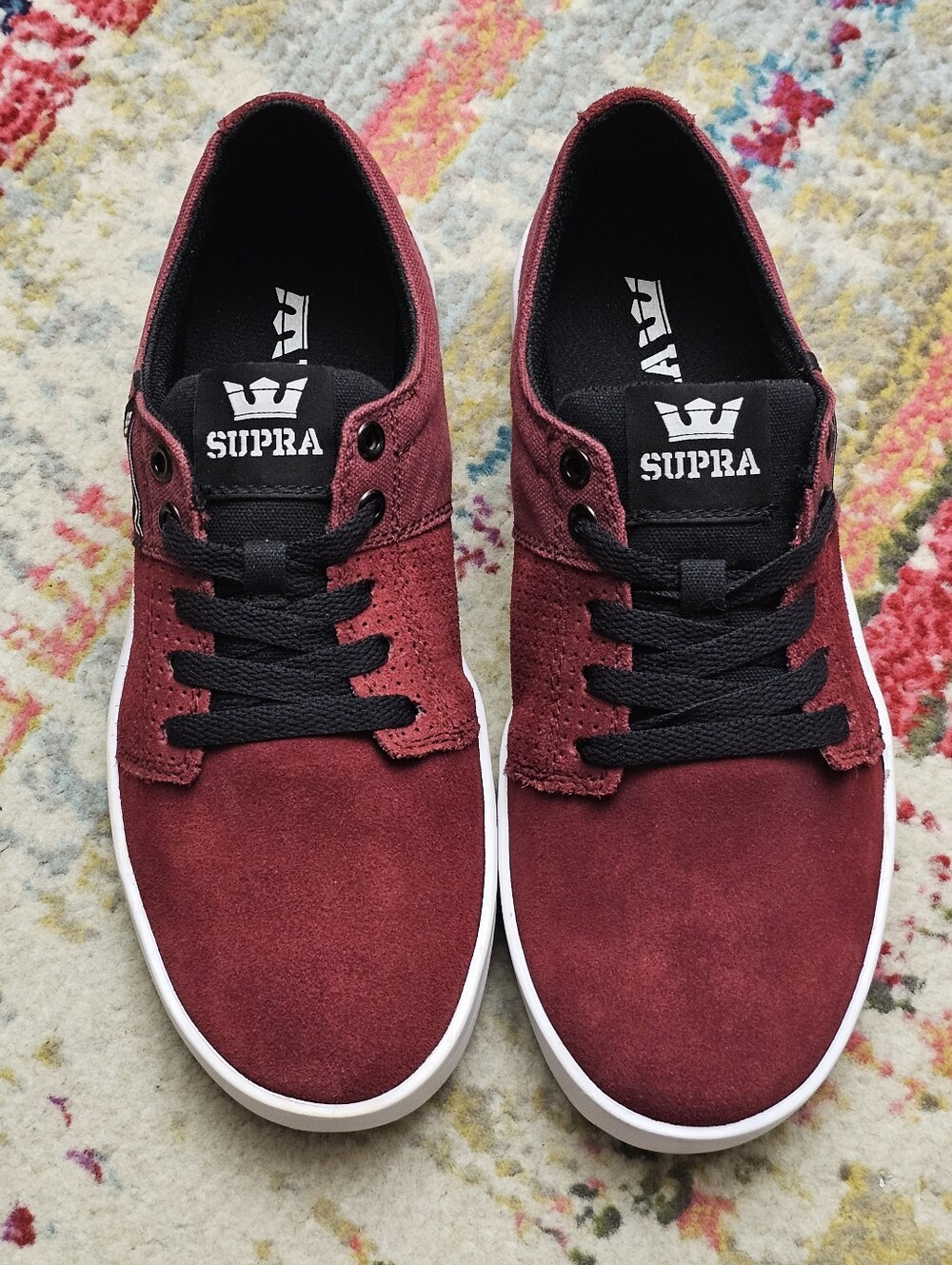 Supra Stacks II Men’s Skate Shoes Size 8 Lace Up Low Sneakers Burgundy Suede